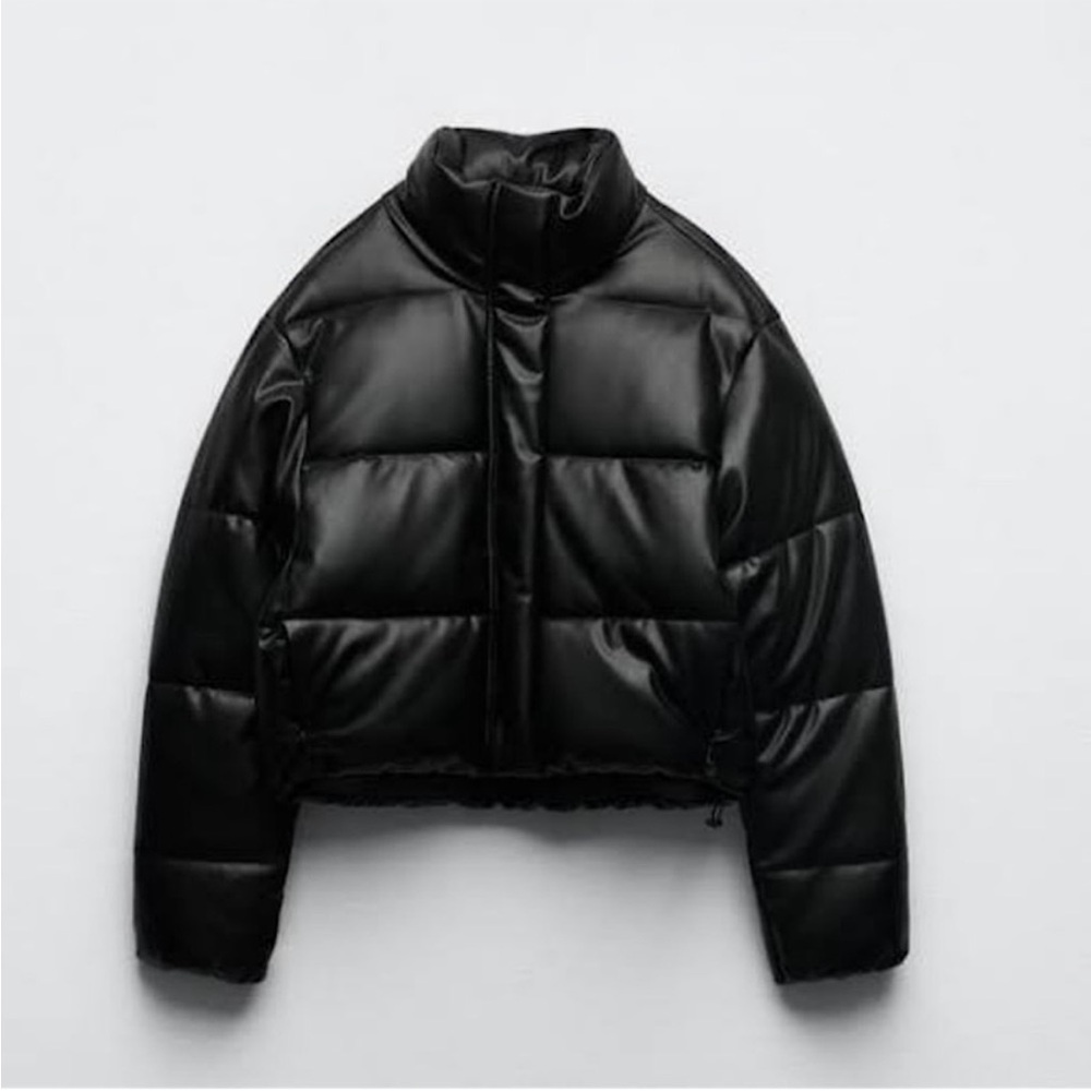 Zara Faux Leather Puffer Jacket